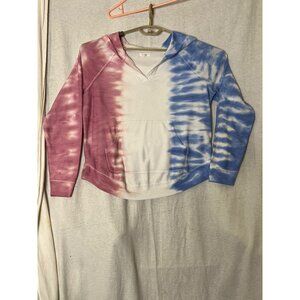Maurices Tie-Dye Hoodie Sweatshirt Small Blue & Pink Cozy Blend